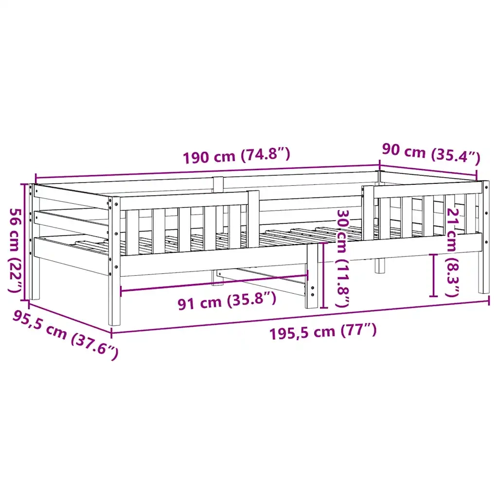 vidaXL Letto senza Materasso 90x190 cm in Legno Massello di Pino