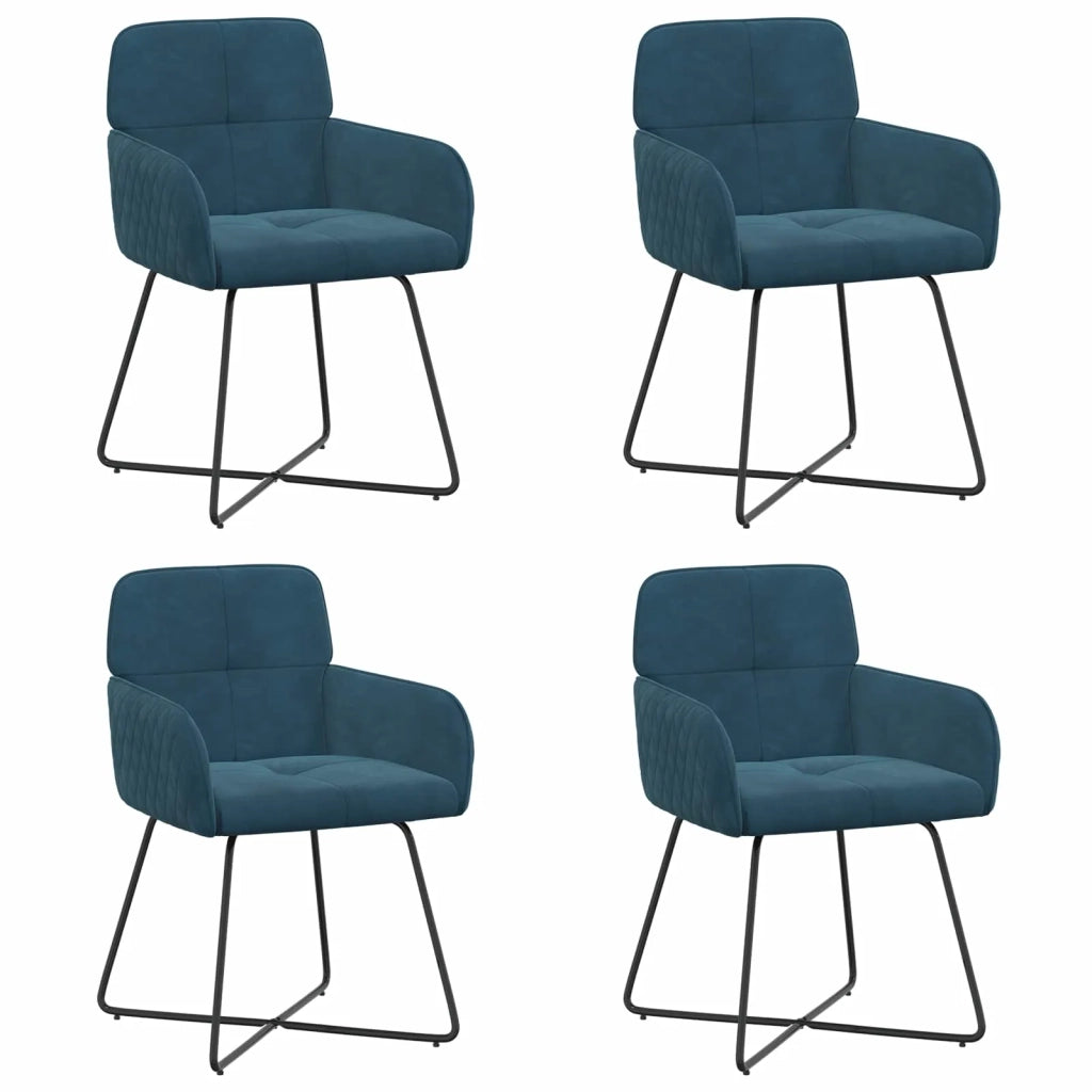 Sedie da pranzo 4 pcs Velluto (V) Blu 59 x 56,5 x 86 cm 3428216
