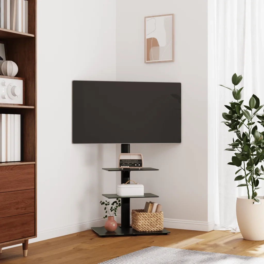 Supporto TV Angolare a 3 Ripiani-Braccio TV per 32-65 Pollici Nero