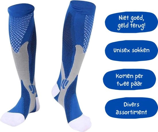 2 Paare di Calze di Compresione Calde – Blu – Taglia Uomo 41-46 – Sport, Escursioni e Utilizzo Invernale