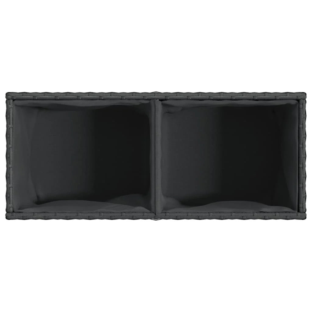 Fioriera rialzata per piante fiori patio giardino con 2 vasi 72 x 30 x 32 cm resina intrecciata nera 02_0038082