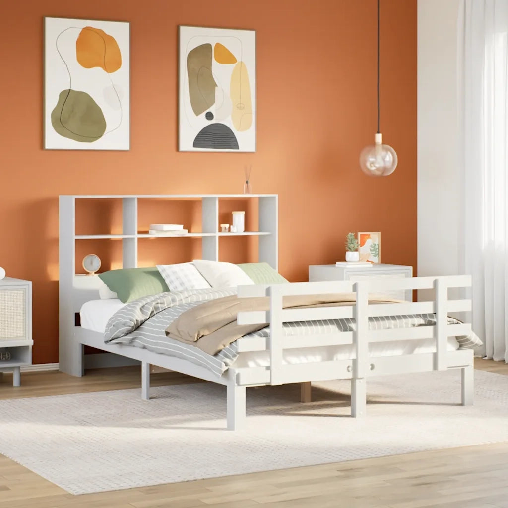 Letto Libreria senza Materasso Bianco 120x200 cm Legno di Pino 3322756