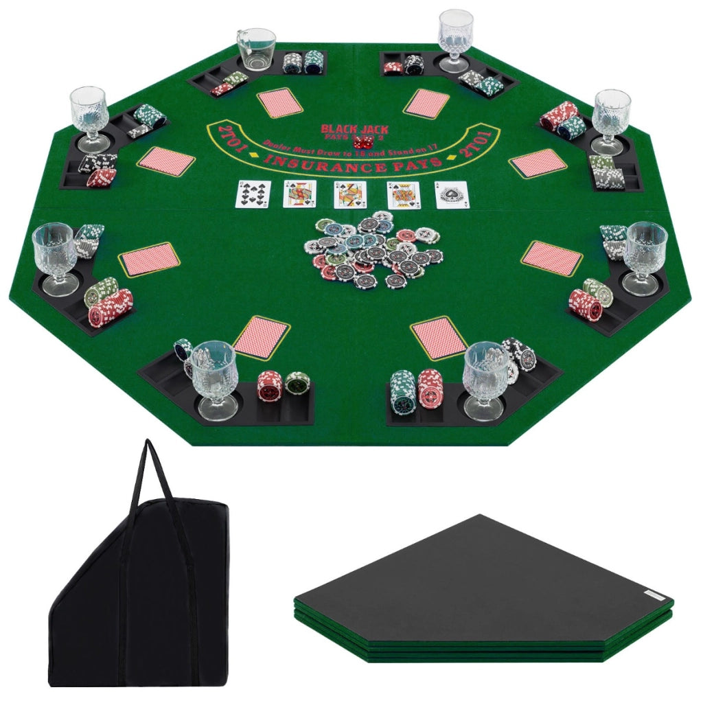 Tappetino da poker pieghevole 120 CM-Tavolo da poker portatile per 8 giocatori con borsa da trasporto Verde