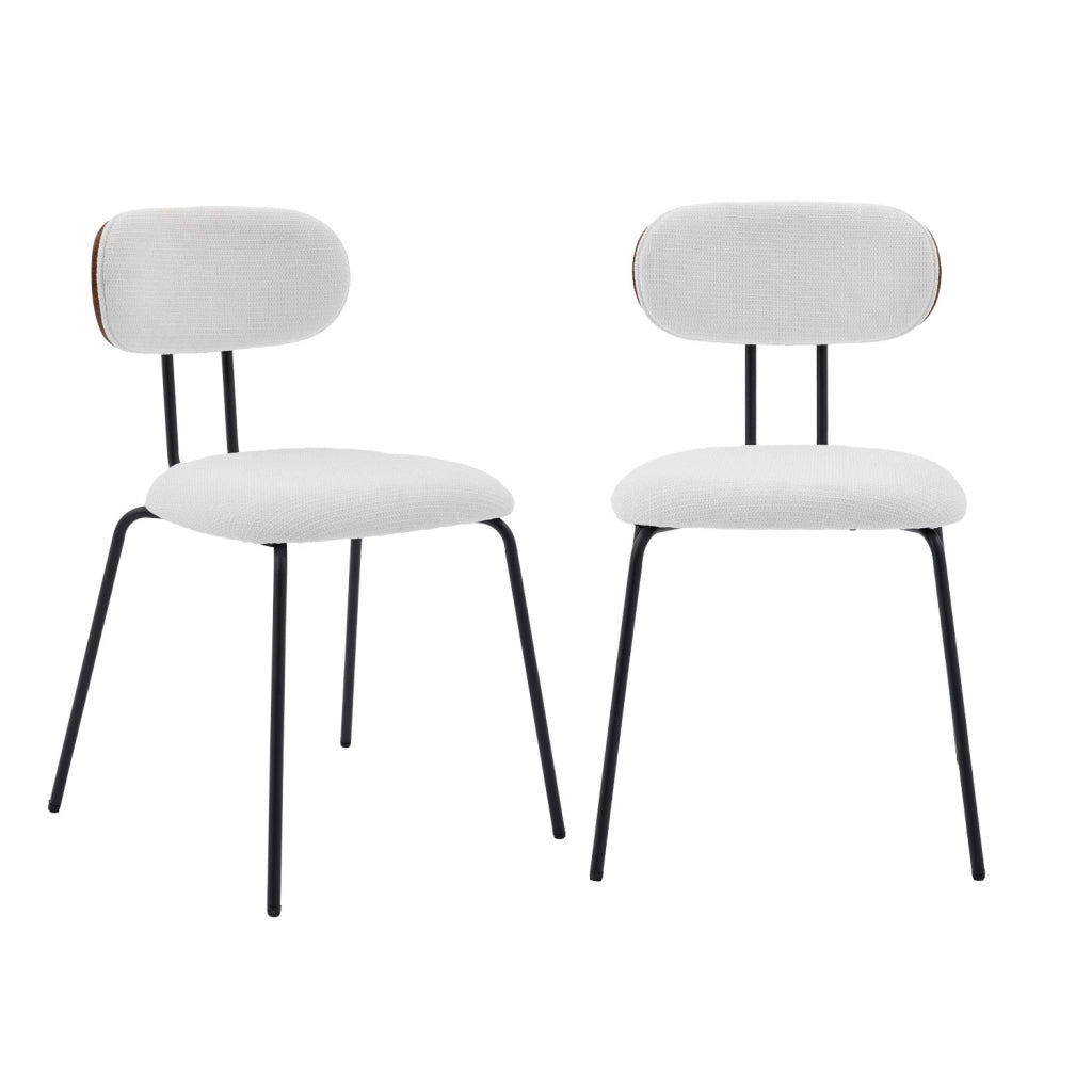 Set 2 sedie in legno tinto noce e tessuto idrorepellente, bianco