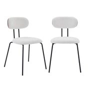 Set 2 sedie in legno tinto noce e tessuto idrorepellente, bianco