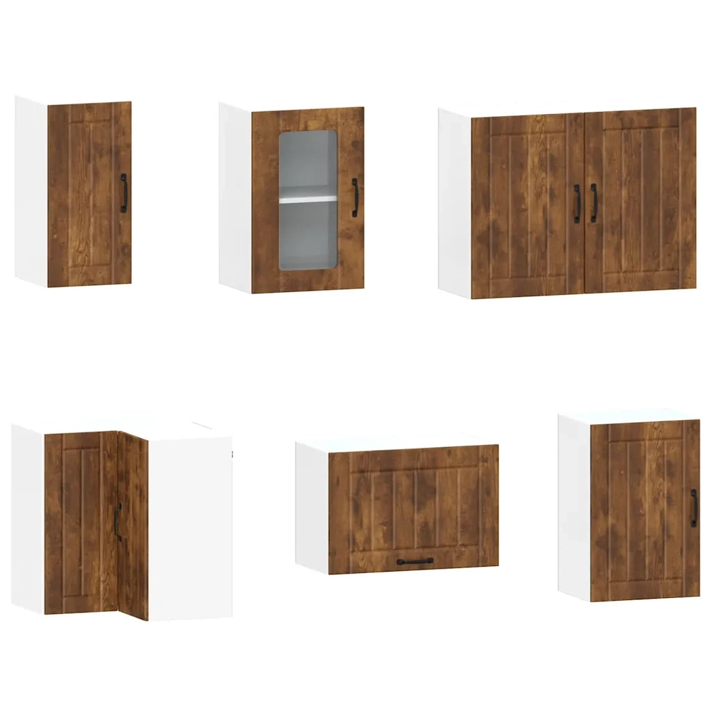 vidaXL Set Mobili da Cucina 11 pz Kalmar Rovere Fumo Legno Multistrato