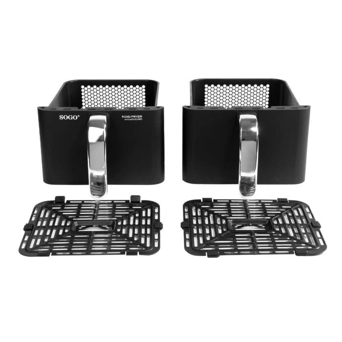 Friggitrice ad aria doppia 11L 1800W con 2 cestelli indipendenti 5,5L, display touch e temperatura fino a 230°C - Sogo