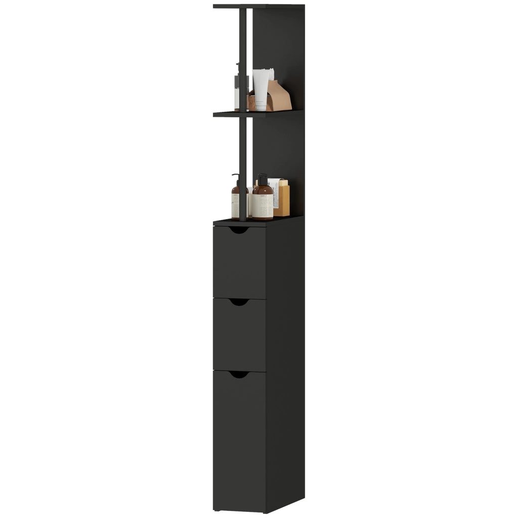 Colonna bagno con cassetti e ripiani ¨C Xylo ¨C Nero 15x33x136,8 cm