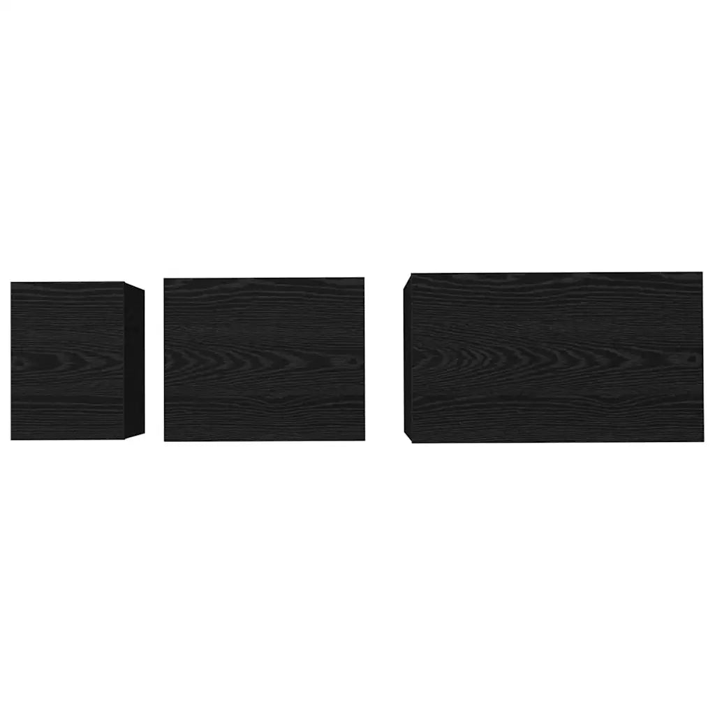 3 pz Tavolino da salotto | Tavolino da caff¨¨ | Tavolino da Soggiorno Rovere Nero Legno multistrato