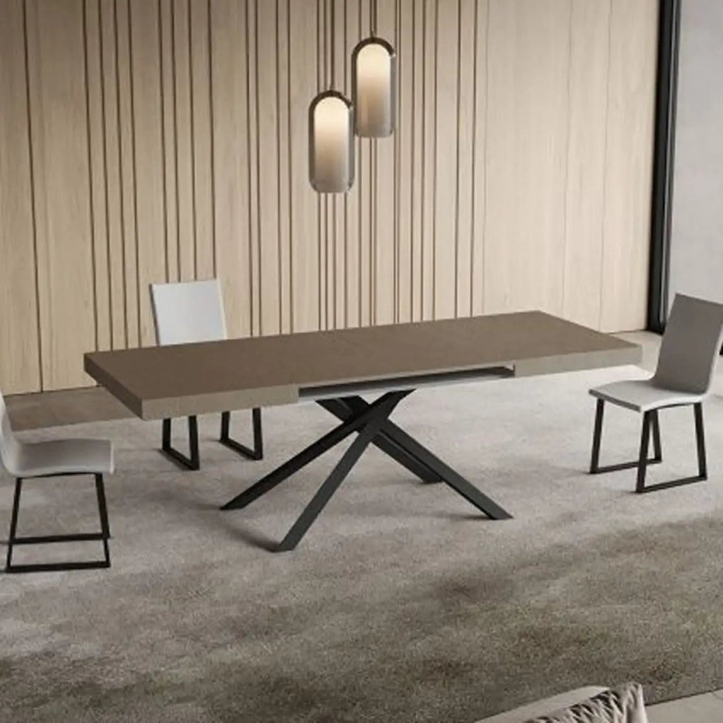 Tavolo allungabile 140/400x90 cm Niket tortora gambe antracite
