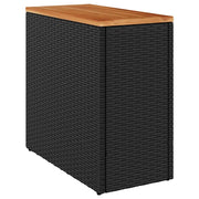 Tavolino da Giardino | Tavolino da esterno con piano in legno nero 58x27,5x55 cm in polyrattan