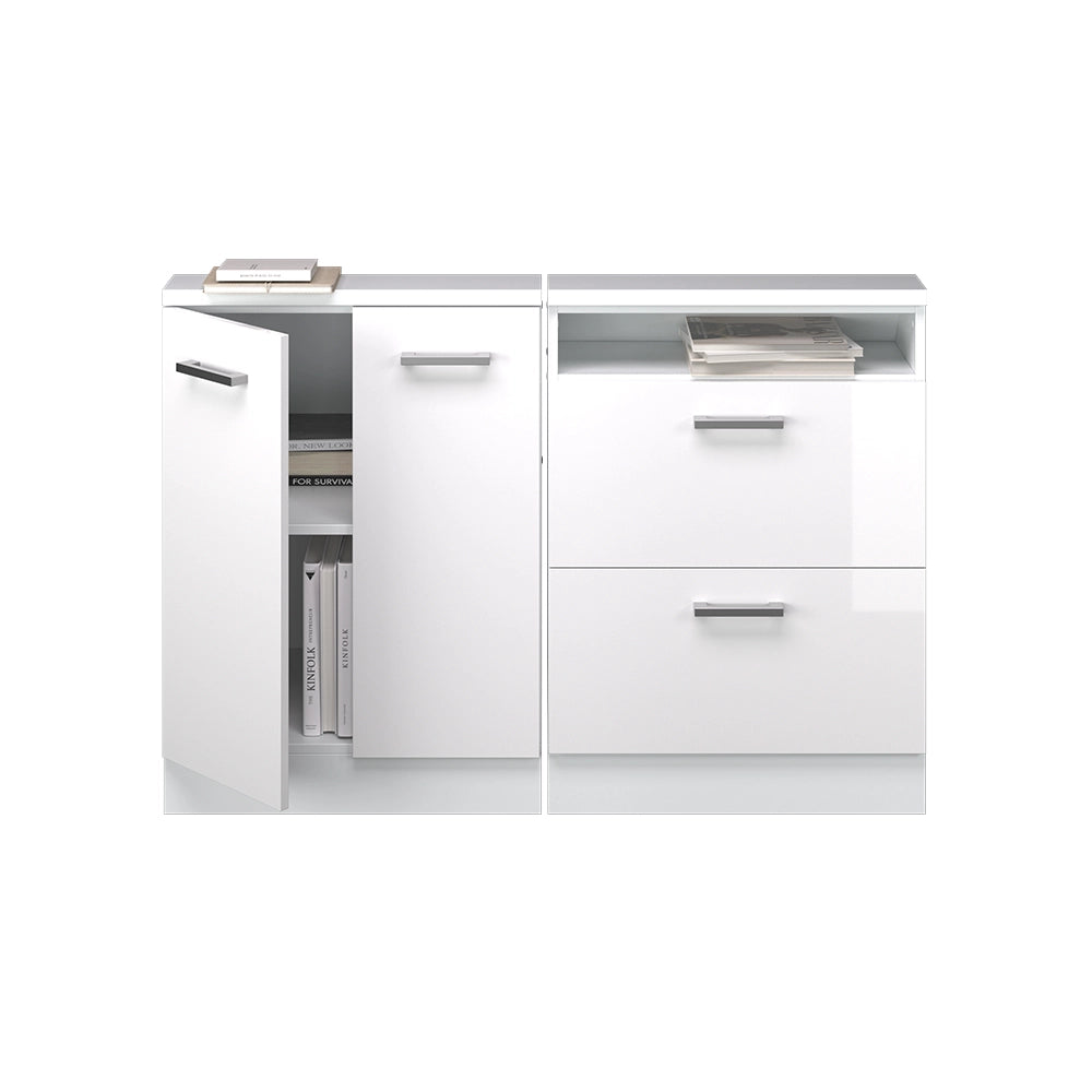 Set di mobili sottotetto Rion Bianco lucido/Bianco Set di 2 Vicco
