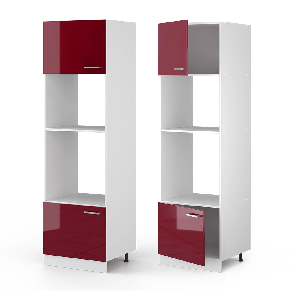 Vicco Dispensa universale Rosso bordeaux lucido 60 cm con ripiani e ante a giorno