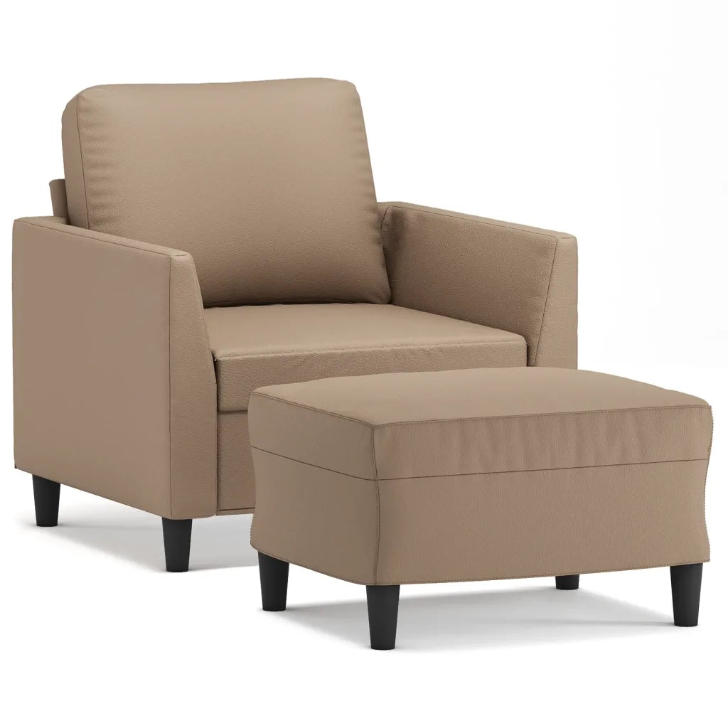 Poltrona | Sedia Relax con Poggiapiedi Cappuccino 60 cm in Similpelle