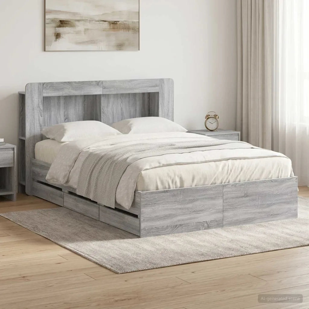 Telaio del letto con storage Sonoma grigio 150 x 200 cm