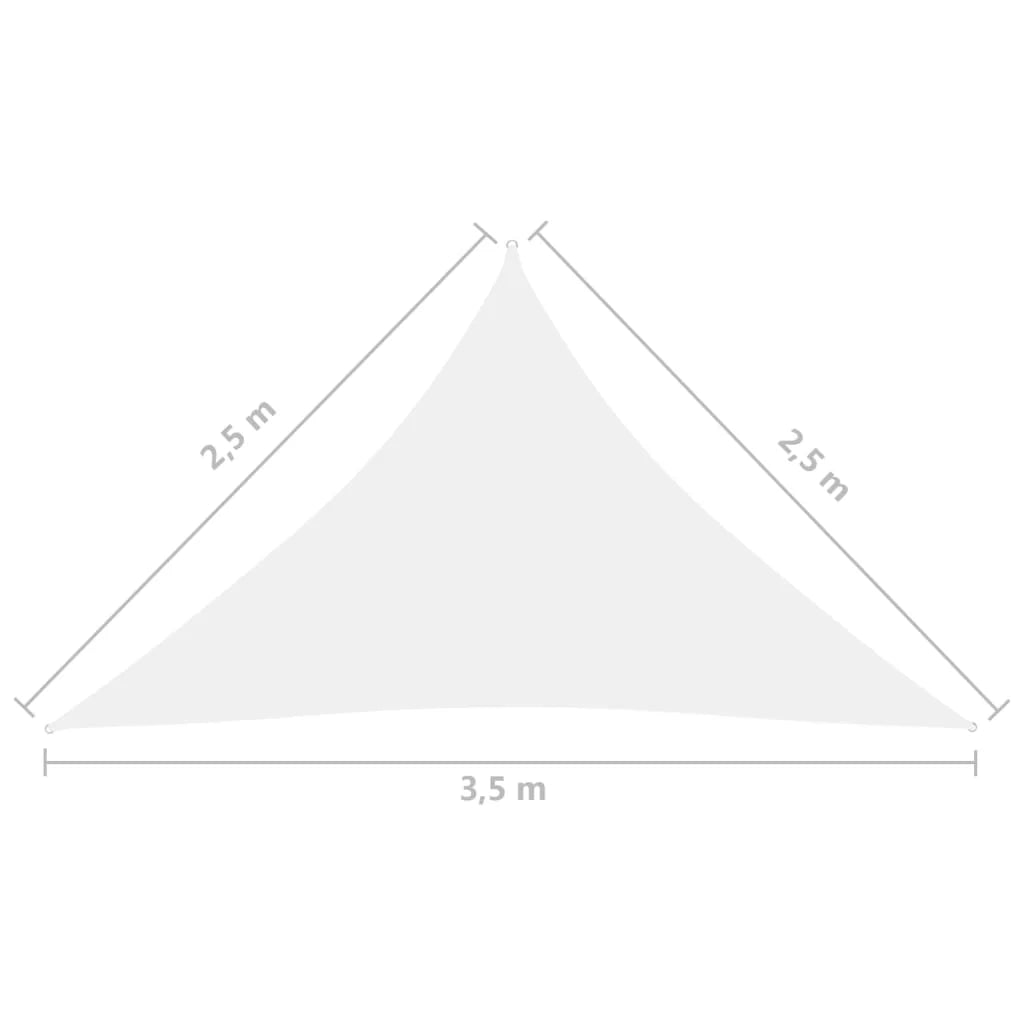 Vela ombreggiante triangolare in tessuto Oxford 2,5 x 2,5 x 3,5 m bianca 02_0009797
