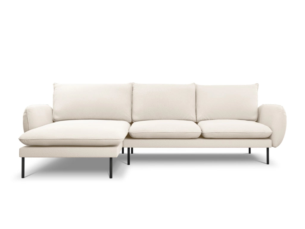 Cosmopolitan Design - Divano angolare sinistro "Vienna" 5 posti in bouclé beige 