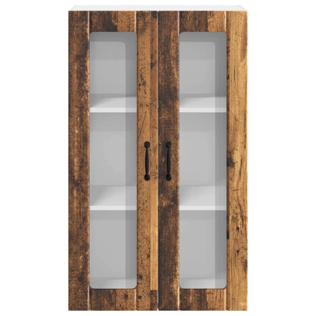 Mobile in vetro da parete LUCCA Legno antico 60 x 31 x 100 cm