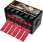 Set di carta vetrata - 6 rotoli P80/120/240/320/400/600 - 25 mm x 6 m - ossido di alluminio - adatto per metallo/legno/mobili - dispensatore per uso facile - carta vetrata rotolabile