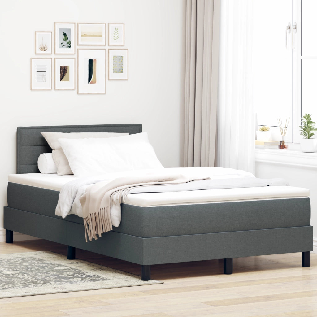 Letto con rete a molle grigio scuro 120x200 cm tessuto
