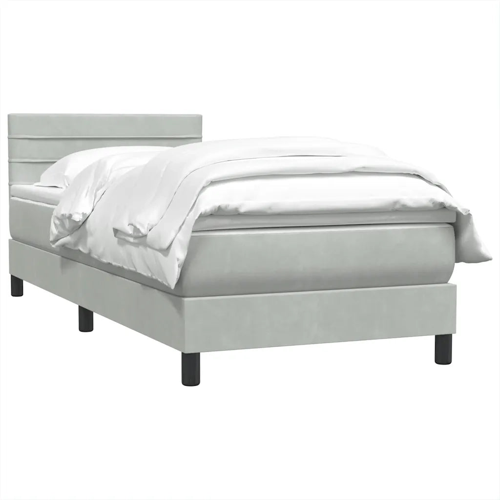 Giroletto a Molle con Materasso Grigio Chiaro 80x220 cm Velluto 3316329