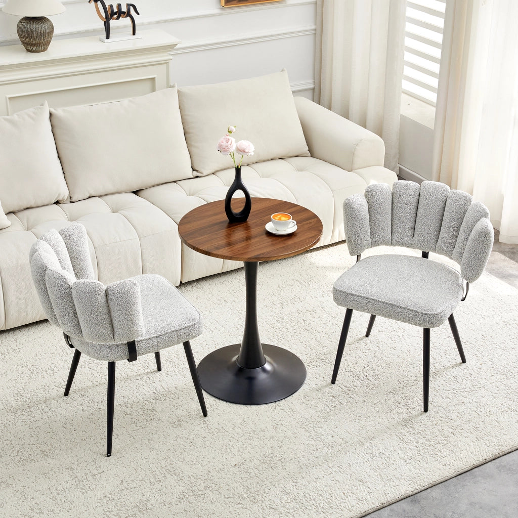 Tavolo da pranzo rotondo con 2 sedie piano in MDF, base centrale stabile, colore noce e nero, Ø 60 cm