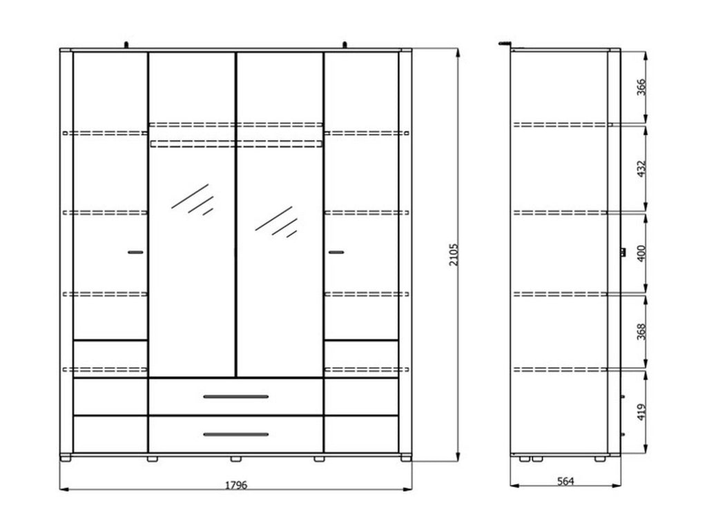 Armadio Camera da Letto Taburno, Guardaroba Grande 9 Ripiani, 179.5x210.5h cm Bianco Crema