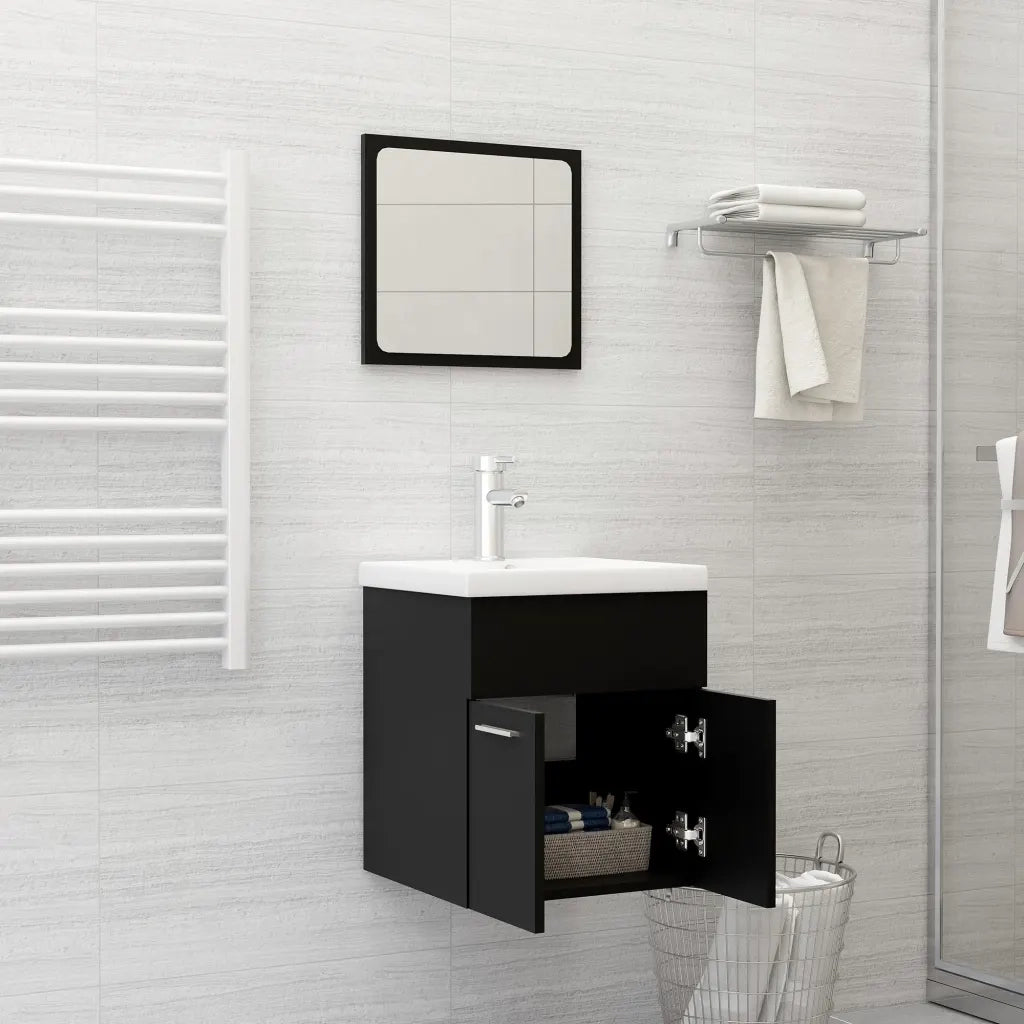 Set Mobili da Bagno | Armadio da bagno Nero in Truciolato