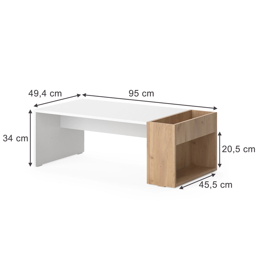 Vicco Tavolino da salotto Rovere bianco/dorato 95 x 49.4 cm