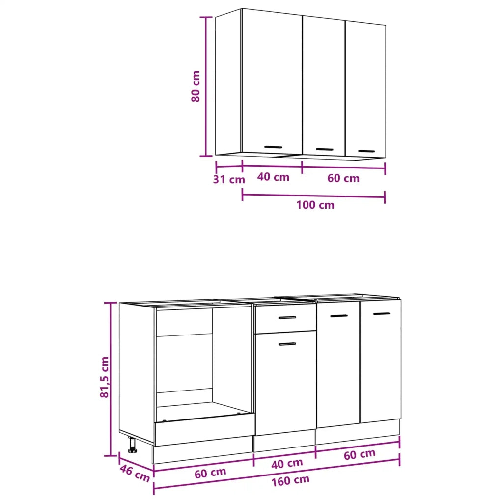 Unità Cucina LYON 5 pcs Grigio Cemento Legno ingegnerizzato 3438222
