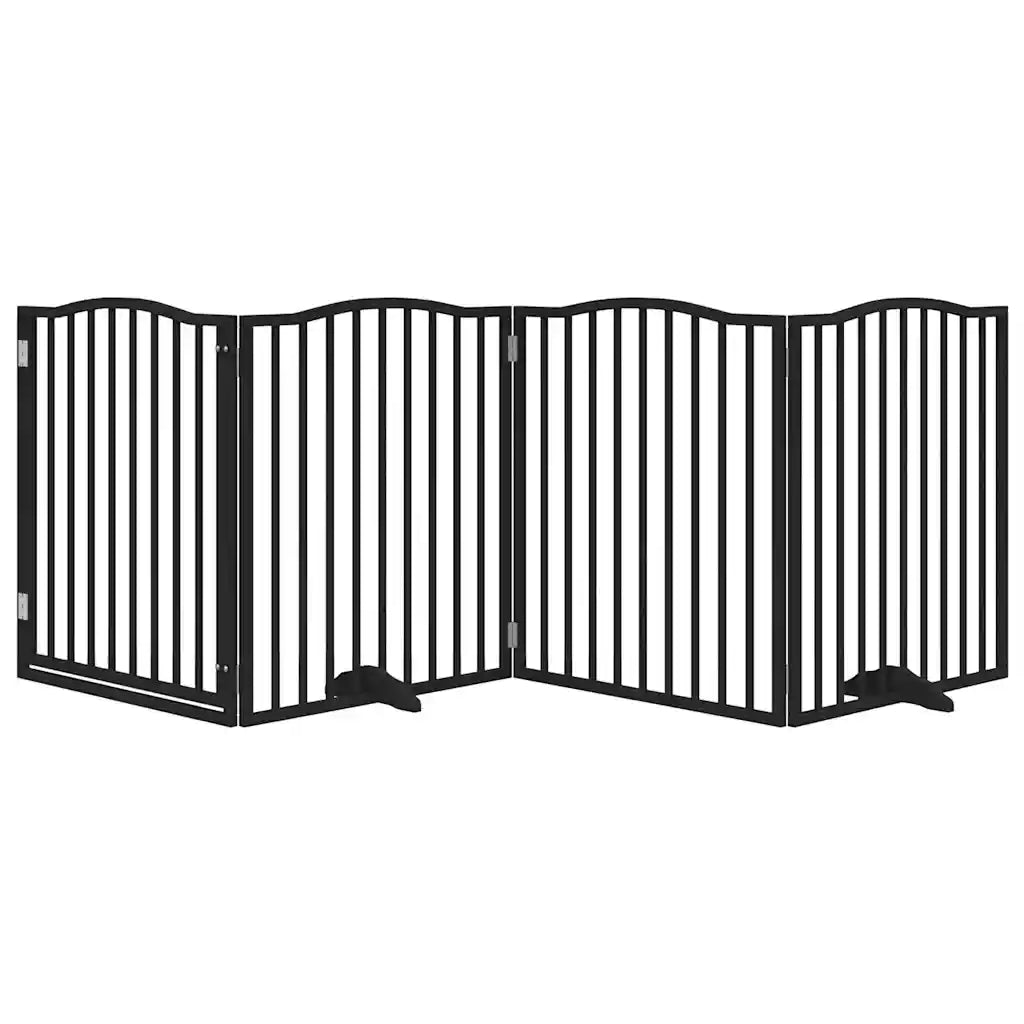 Cancello per Cani Porta Pieghevole Nero 4 Pannelli 320cm Pioppo CFW2052260