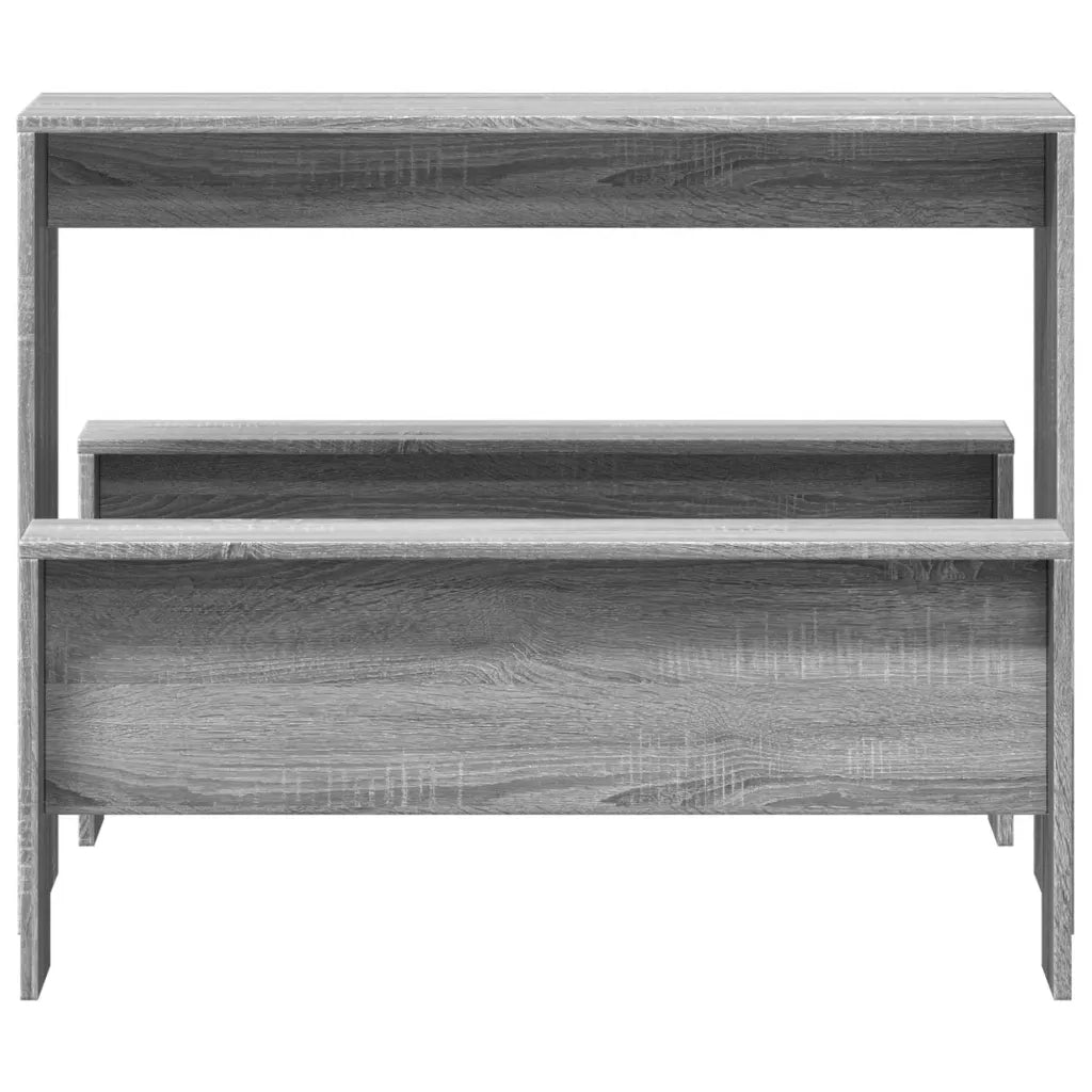 Set Tavolo da Pranzo e Panche 3 pz Grigio Sonoma in Truciolato 855536