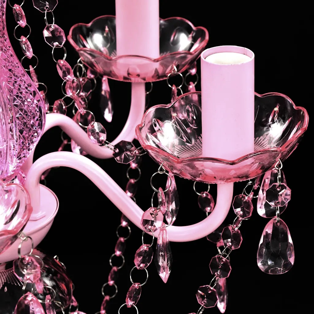Lampadario in Cristallo 5 Lampadine Rosa CFW4532803