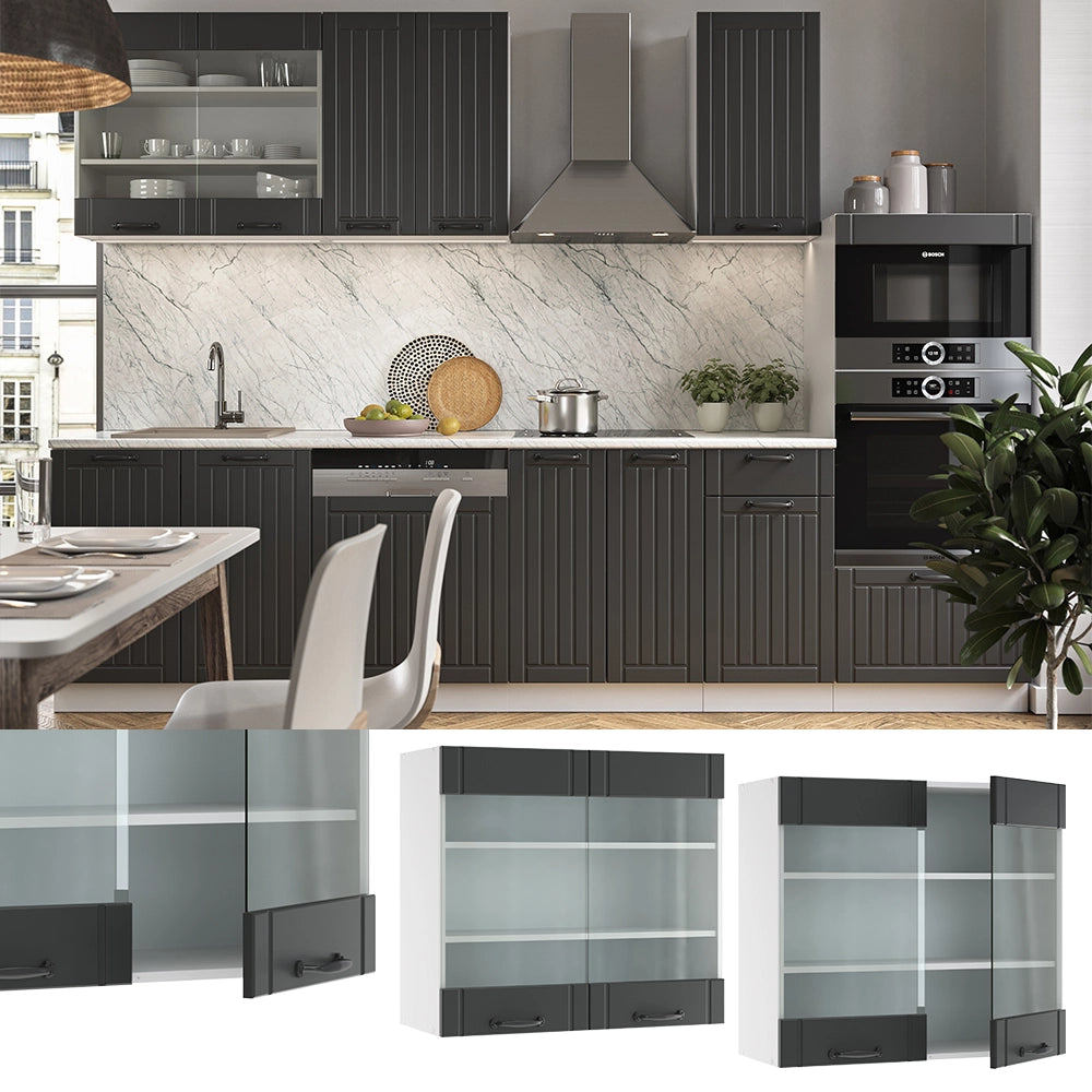 Vicco Mobile da cucina in vetro Antracite casa di campagna 80 cm