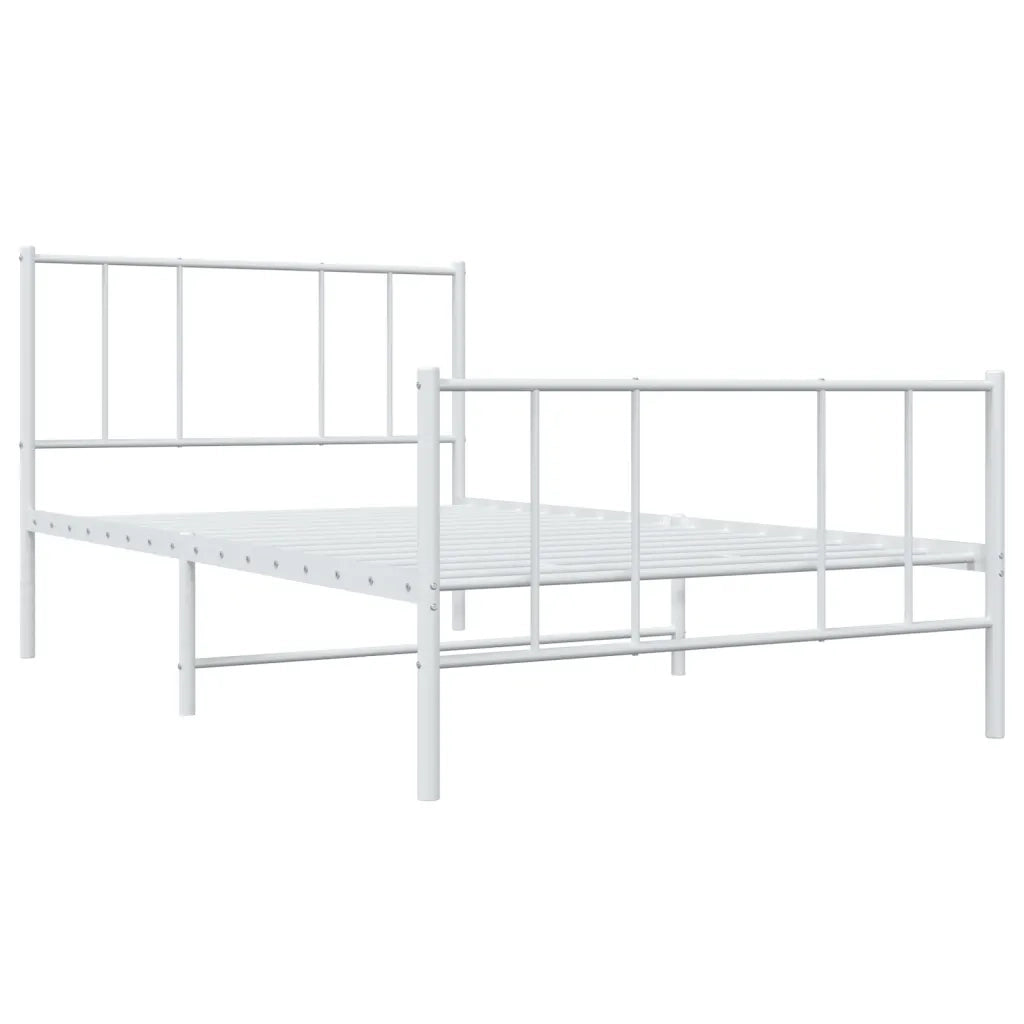 Letto singolo | Letto per adulti | Giroletto con Testiera e Pediera Metallo Bianco 107x203 cm