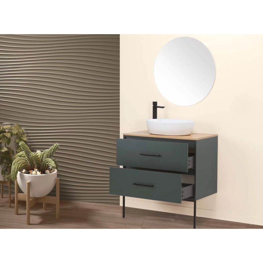 MOBILE BAGNO VENUS 80CM VERDE PETROLIO CON LAVABO E SPECCHIO