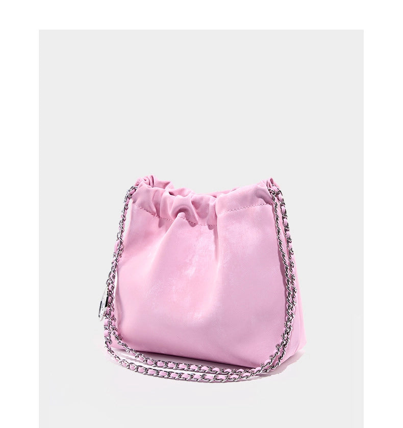 Borsa da donna in vera pelle, borsa da spiaggia, borsa a tracolla semplice, rosa