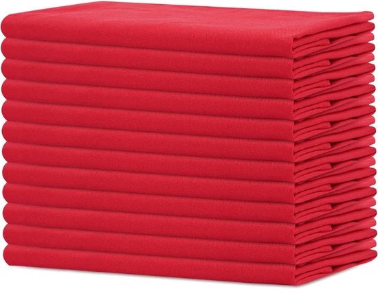 Pacco di 12 serviette in cotone 100% oversized da 50 CM x 50 CM (20 IN x 20 IN), Rosso - Tessuto pesante per uso quotidiano con finiture angolari, Rosso