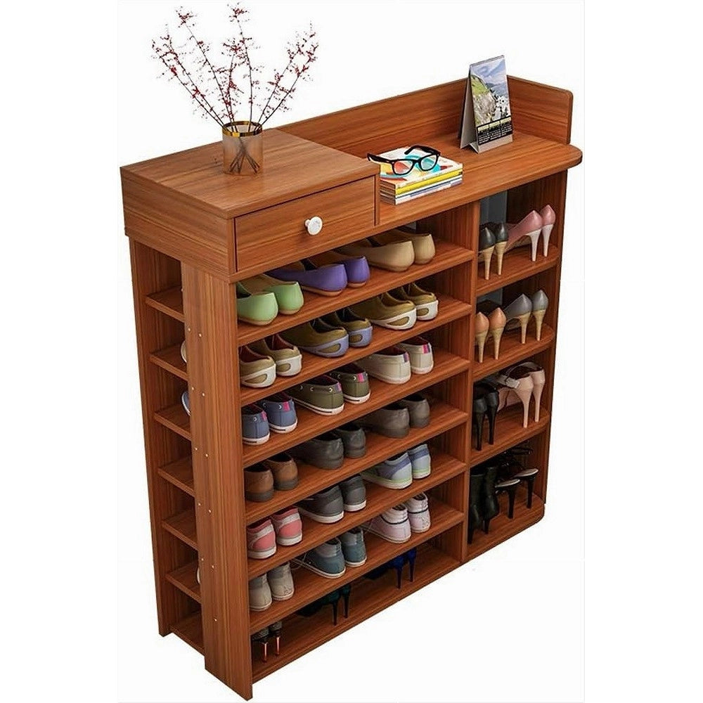 Trade Shop - Scarpiera A 8 Strati Legno Scaffale Con Cassetto Armadietto Multifunzione 100cm -
