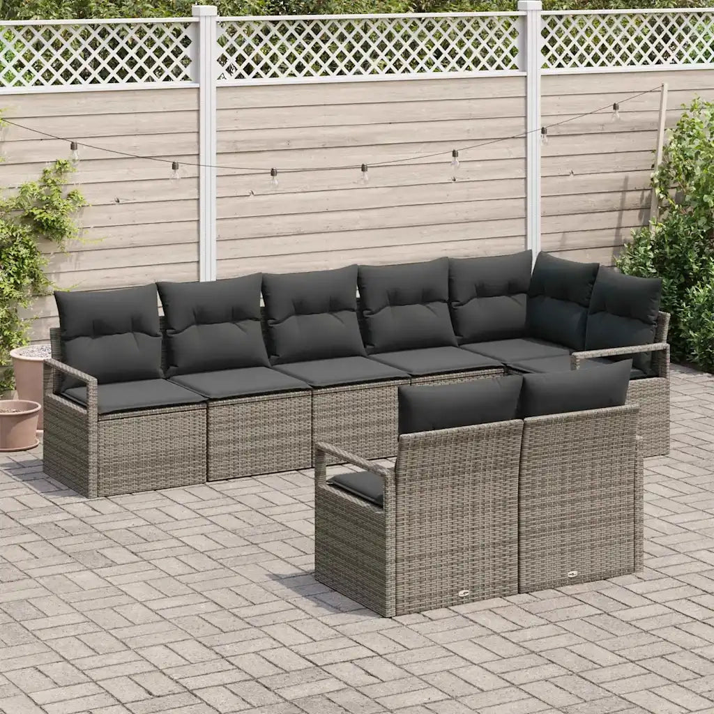 Set di divani 8 pcs Grigio polyrattan