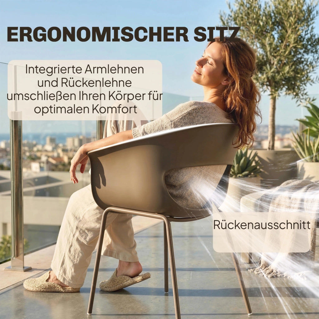 Set di sedie da giardino 4 pezzi ¨C zephmum ¨C polipropilene, grigio, 50x60x85
