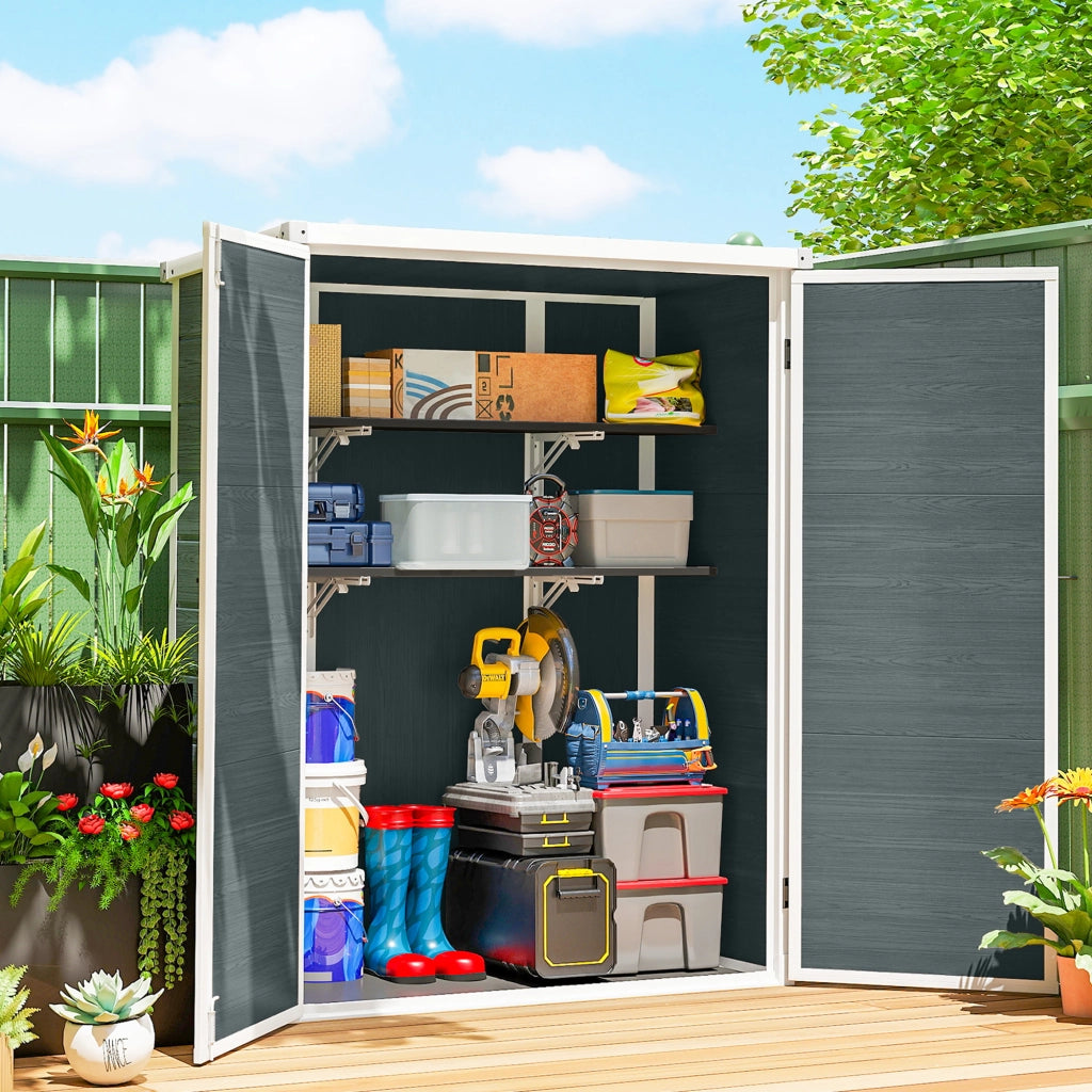Casetta da giardino con ripiani pieghevoli ¨C zephmum ¨C grigio plastica 134x68.5x170cm