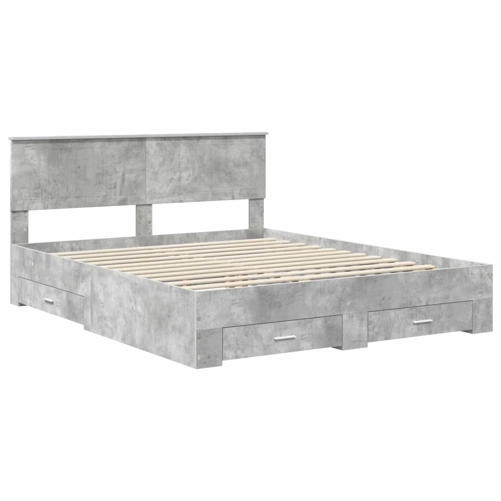 Struttura del letto con testiera Grigio cemento 160 x 200 cm