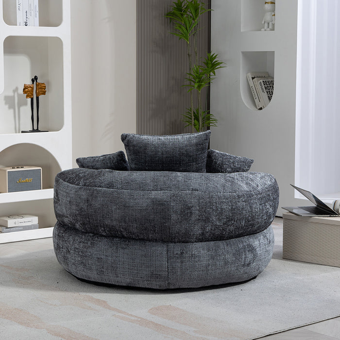 Chaise longue - Xylo - gaming chenille grigio con 3 cuscini