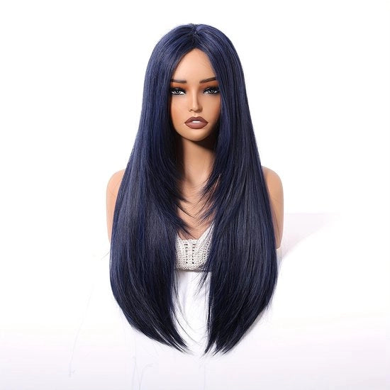 26 pollici capelli donker blu lunghi per donna | strutturati, termoresistenti, regolabili | ideali per cosplay quotidiano a feste