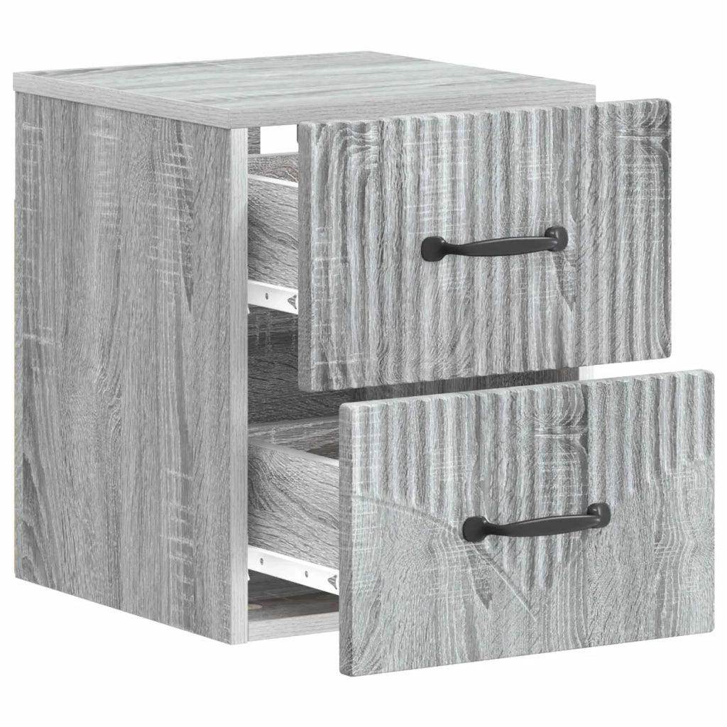 Mobiletto da notte a muro 2 pcs Grigio Sonoma 34,5 x 33 x 40 cm 898988
