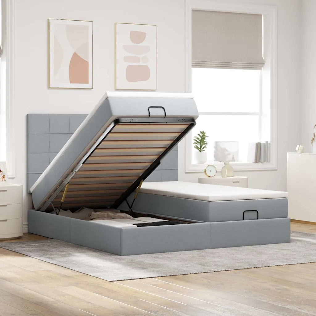 vidaXL Struttura Letto Pouf con Materassi 180x200 cm in Tessuto