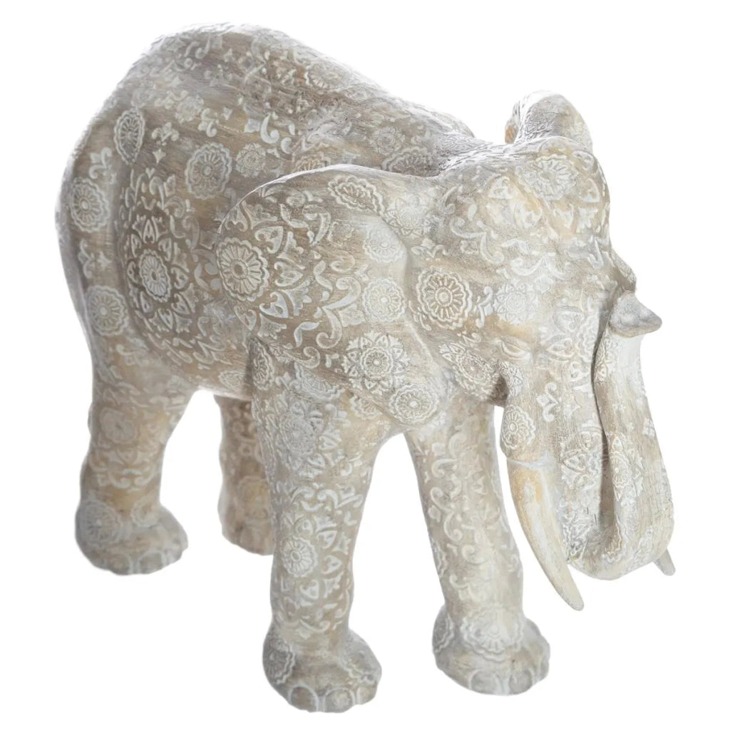 Elefante in resina effetto legno sbiancato da 15 cm