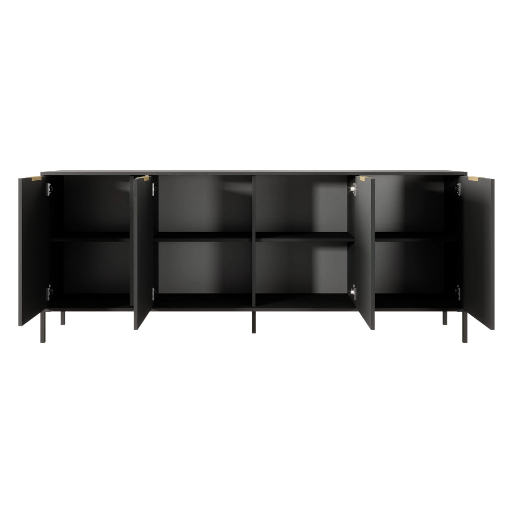 Madia Hamebati, Credenza 4 Ripiani, 203x40x81h cm Nero Antracite