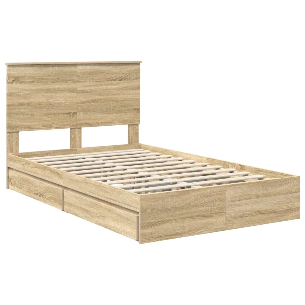 Letto con Contenitore con testiera Rovere Sonoma 135 x 190 cm